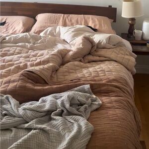 West Elm Terra Cotta Quilted Comforter with Soft Beige Reversible Side